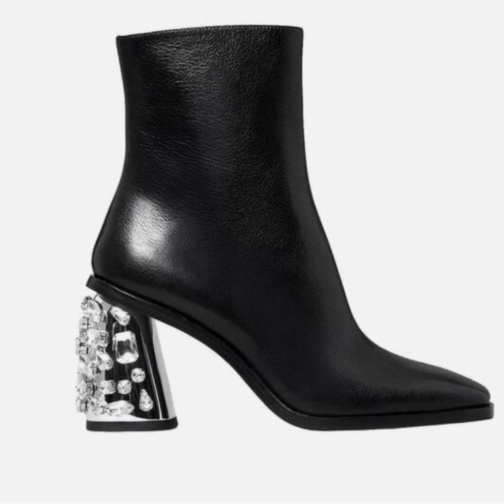 Tory Burch Black Ankle Boots with Embellished Heel